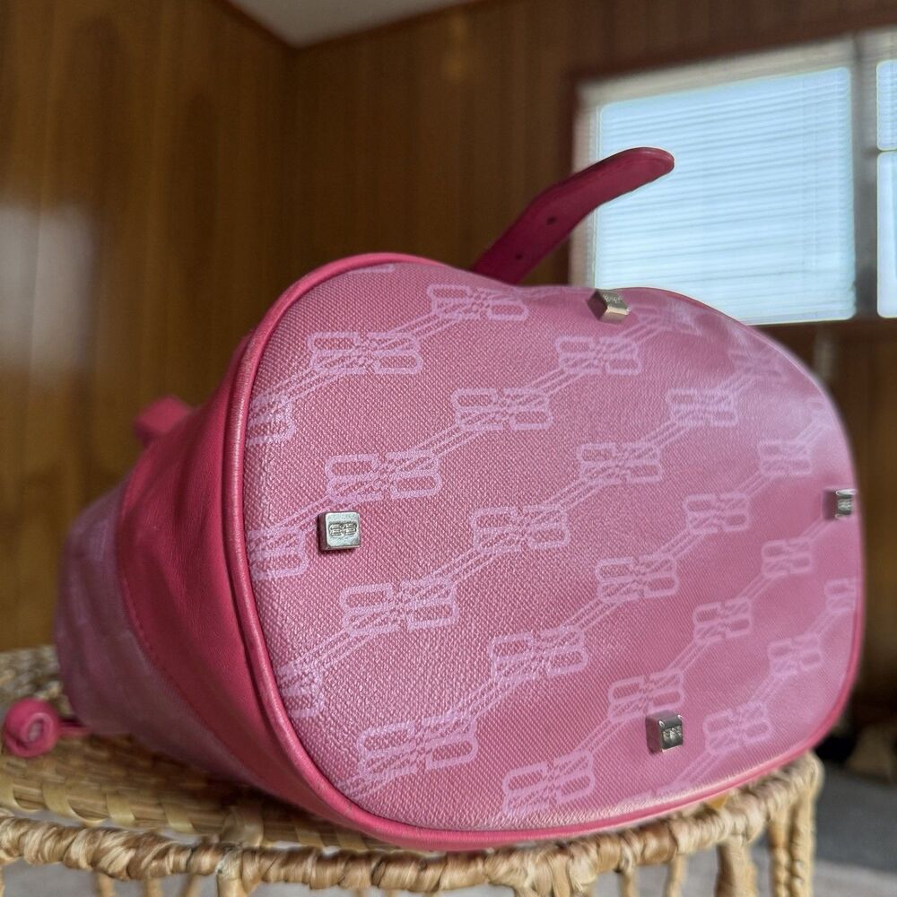BALENCIAGA 90’s Vintage Bucket Bag Pink Leather Handbag Shoulder Bag Backpack - Picture 6 of 16